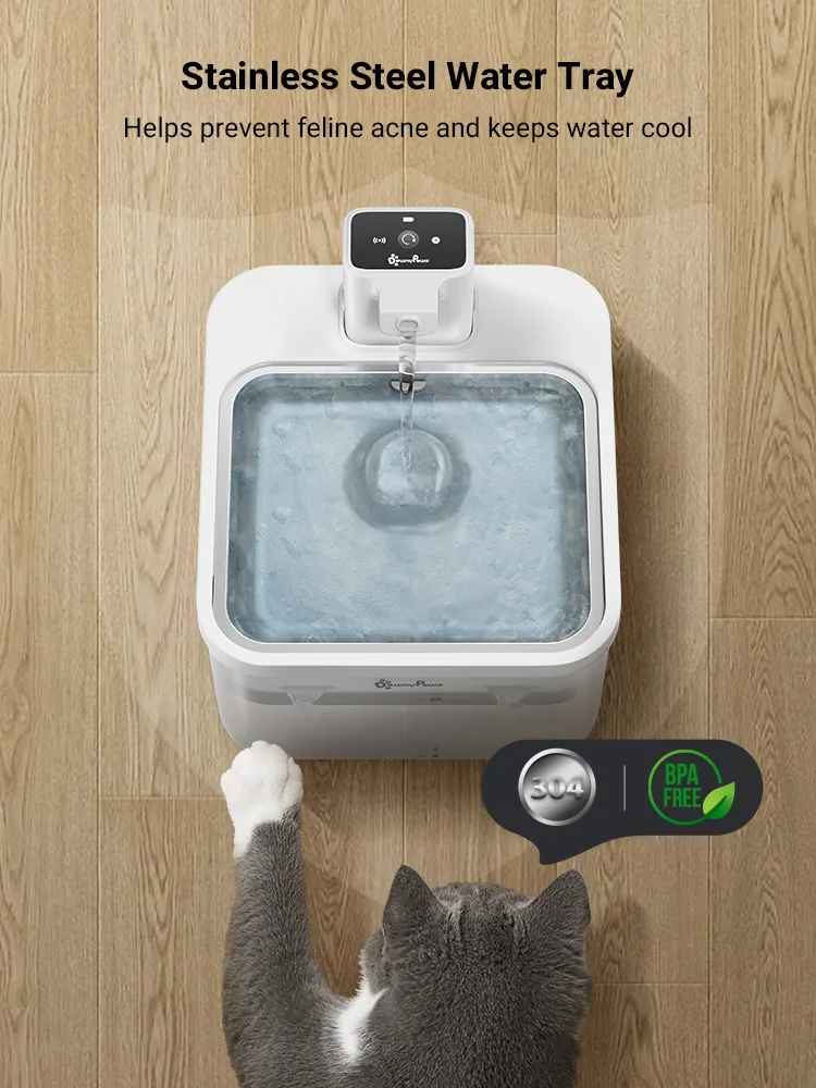 FluffyPets™ Automatic 2.5L Stainless Steel Pet Fountain & Dispenser