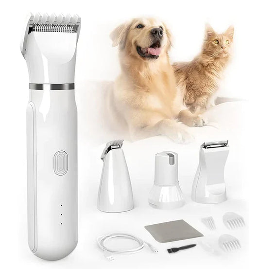 FluffyPets™ 4-in-1 Electric Pet Grooming Clippers with 4 Blades